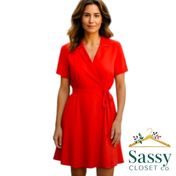 VINCE CAMUTO Midi – Red Wrap, Tie Waist, Resort-Ready, XL - Picture 1 of 7